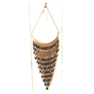 Charcoal and gold statement necklace